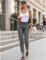 Dámské kalhoty mom fit s vysokým pasem šedé FashionStreet UY2976