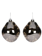 BAUBLE SKLENĚNÉ TVAROVÁNÍ KAPKA 2KS VEDL 12CM ANTRACITOVÁ