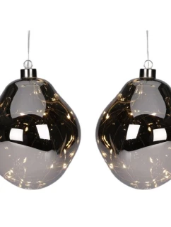 BAUBLE SKLENĚNÉ TVAROVÁNÍ KAPKA 2KS VEDL 12CM ANTRACITOVÁ