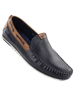 Pánské tmavě modré kožené mokasíny Bugatti 321-A2X65-1000-4100