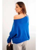 Dámský asymetrický batwing svetr z viskózy chaberový
