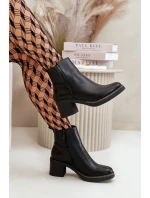 Zateplené dámské boty na podpatku eko kůže černé Irittes