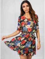 Dámské šaty LK SK 507626.70 černé s květinami - FPrice