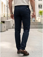 Pánské vypasované kalhoty chinos navy blue FashionStreet kalhoty UX4497