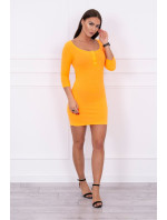 Šaty s knoflíkovým výstřihem oranžové neonové