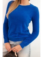 Dámský svetr z alpaky s kulatým výstřihem chabrový Dámský svetr z alpaky s kulatým výstřihem chabrový