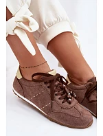 Dámské nízké tenisky s korálky Hnědé Galora