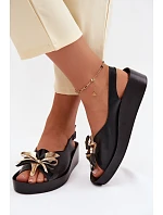Kožené dámské sandály s ozdobou S.Barski KV61-6045 Černé