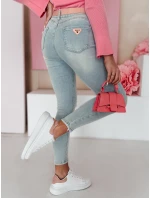 Dámské úzké džínové kalhoty s páskem SLIMIVI modré FashionStreet UY2423