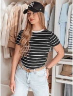 LINESS dámské pruhované basic tričko černé FashionStreet RY2817