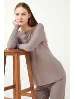 Vamp - Žebrované bambusové pyžamo s manžetovými rukávy 21175 - Vamp Vamp - Žebrované bambusové pyžamo s manžetovými rukávy 21175 - Vamp