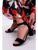 Dámské Sandály Na Podpatku Semišové Černé Lexi