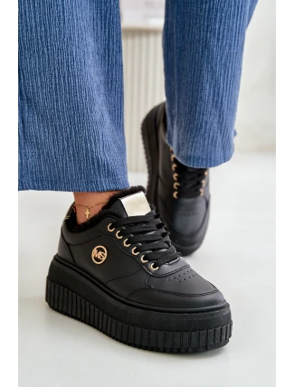 Sneakersy Dámské Sportovní Boty Zateplené Na Masivní Podešvi Černé Ardiela