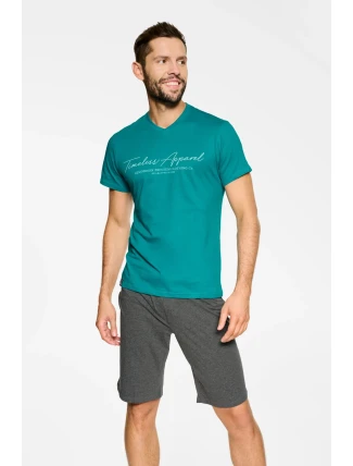 Pyžamo Pulse 39738-66X Tyrkysová-grafitová - Henderson Pyžamo Pulse 39738-66X Tyrkysová-grafitová - Henderson