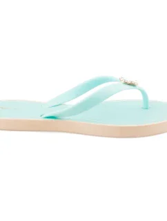 Elegantní modré žabky s ozdobou