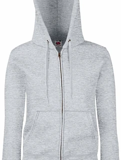Fruit of the Loom Premium Lady-Fit Hooded Jacket Dámská mikina s kapucí 16.2118 heather grey