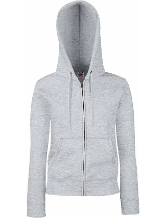 Fruit of the Loom Premium Lady-Fit Hooded Jacket Dámská mikina s kapucí 16.2118 heather grey Fruit of the Loom Premium Lady-Fit Hooded Jacket Dámská mikina s kapucí 16.2118 heather grey
