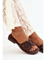 Dámské pantofle na ploché podrážce čokoládové Lorania