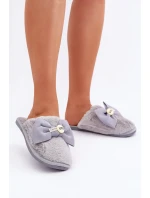 Dámské Pantofle S Kožešinou A Mašlí Šedé Olfedi