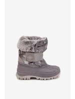 Dětské sněhule s kožíškem na suchý zip Lee Cooper – šedé