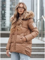 Dámská zimní prošívaná bunda s kapucí FashionStreet camel TY5508