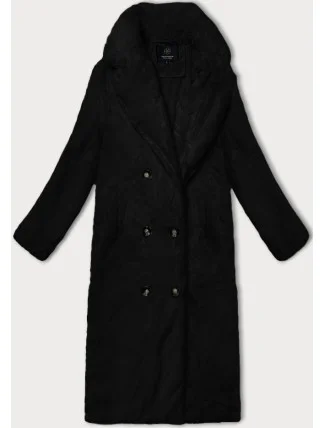 Černý dámský kožešinový kabát s límcem (WD2332) Černý dámský kožešinový kabát s límcem (WD2332)