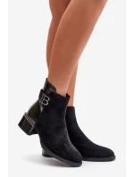 Elegantní Boty Na Podpatku Zateplené MR880-040 Černé