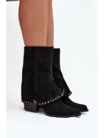 Dámské zimní kozačky s obráceným lemem Vinceza 16516 Černé