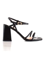 Jedinečné  sandály černé dámské na širokém podpatku