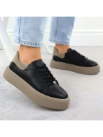 Dámské kožené sportovní polobotky na platformě černé Filippo DP6119