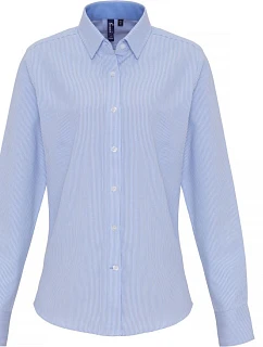 Premier PR 338 Oxford pruhovaná halenka s dlouhým rukávem 39.0338 white/oxford blue