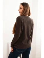 Svetr dámský z baby alpak s dlouhým rukávem hnědý Svetr dámský z baby alpak s dlouhým rukávem hnědý