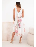 Dámské bavlněné oversize šaty s výstřihem do V a květinovým potiskem bílá