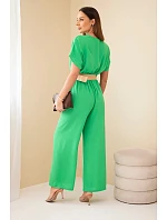 Kombinéza s ozdobným páskem v pase zelený Kombinéza s ozdobným páskem v pase zelený