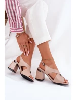 Elegantní Dámské Sandály Na Podpatku Vinceza 62238 Béžové