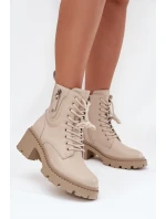 Kožené dámské kotníkové boty na klínu vyhřívané Vinceza 86418 béžové Kožené dámské kotníkové boty na klínu vyhřívané Vinceza 86418 béžové