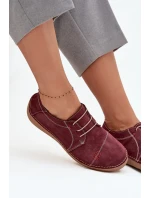 Kožené dámské polobotky s prošíváním Artiker 57C2111 bordó