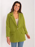 Olivově zelené dámské sako s podšívkou