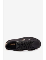 Dámské tenisky z eko kůže Big Star – černo-zlaté