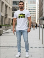Pánské tričko s potiskem auta bílé FashionStreet NX5015R