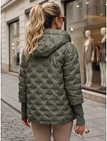 Dámská prošívaná bunda s kapucí, zelená, FashionStreet TY5869 Dámská prošívaná bunda s kapucí, zelená, FashionStreet TY5869