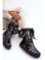 Dámské sněhule s kožešinou černé Big Star MM274379