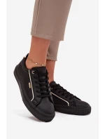 Dámské Tenisky Z Eko Kůže Big Star SS274025 Černo-Zlaté