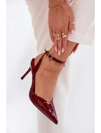 Dámské lodičky s odkrytou patou – lakované bordó Laretta Dámské lodičky s odkrytou patou – lakované bordó Laretta