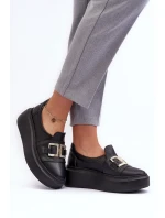 Kožené dámské polobotky na platformě černé Lewski 3398/2