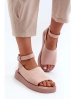 Pohodlné Dámské Sandály Na Platformě Růžové Rubie