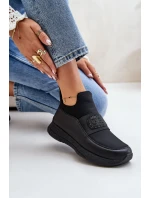 Sportovní Boty Na Platformě Kožené Černé Artiker 55C0035