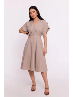 Rozšířené šaty B278 béžové - BeWear