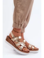 Zazoo 40397 Dámské Kožené Sandály Na Platformě Zlaté