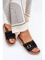 Dámské Pantofle Na Platformě S Přezkou A Hroty Černé Nusithia